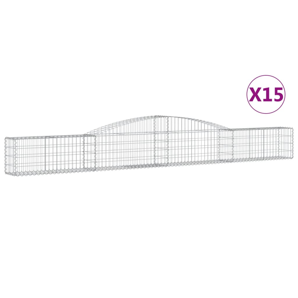 15 db íves horganyzott vas gabion kosár 400x30x40/60 cm (3146836)