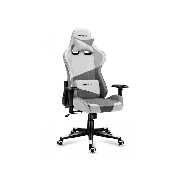 Гейминг стол Huzaro Force 6.2, Регулируем, С възглавница за врата, Мрежа, Бял/Сив