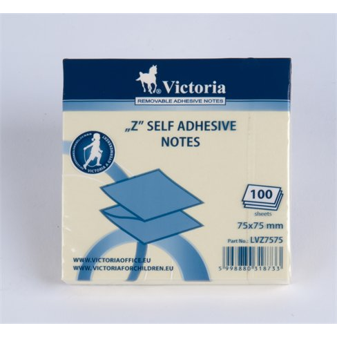 Victoria 75x75 mm Öntapadó jegyzettömb - Sárga (100 lap) (01-564401-LVZ7575-2013)