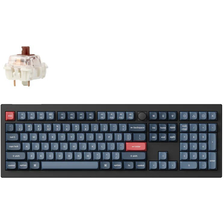 Keychron V6 Max Swappable RGB Backlight Brown Switch - Black - Knob Version, US (V6M-D3)