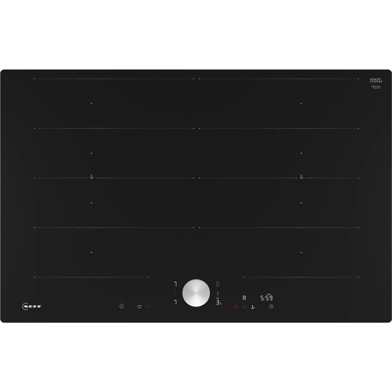 Neff T68PTY4L0 főzőlap Fekete Beépített 80 cm Zónás indukciós főzőlap 4 zóna (T68PTY4L0)