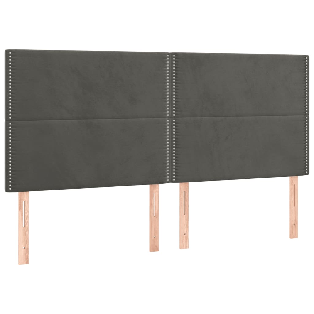 4 db sötétszürke bársony fejtámla 80 x 5 x 78/88 cm (3116247)