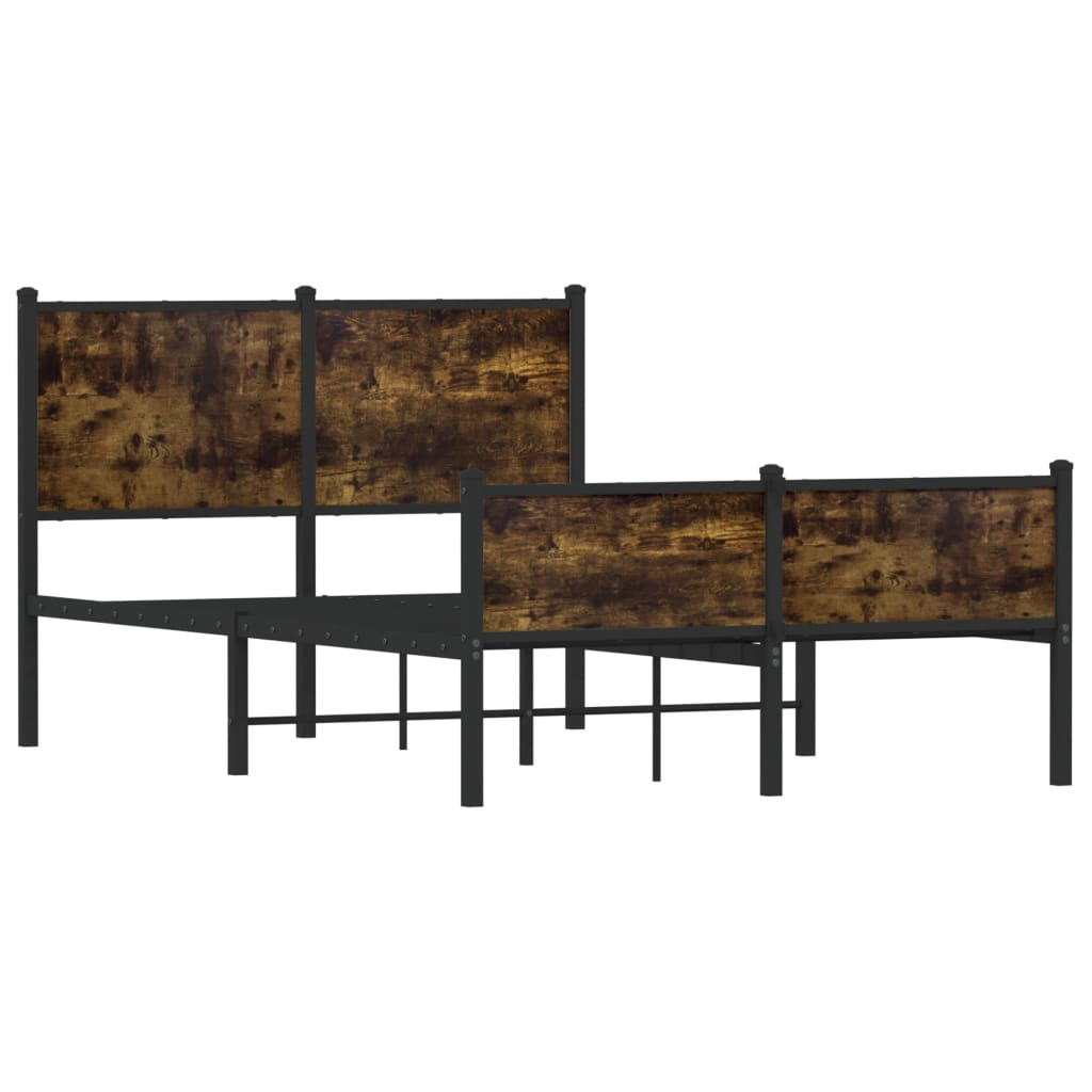 füstös tölgyszínű fém ágykeret matrac nélkül 120 x 200 cm (4007848)
