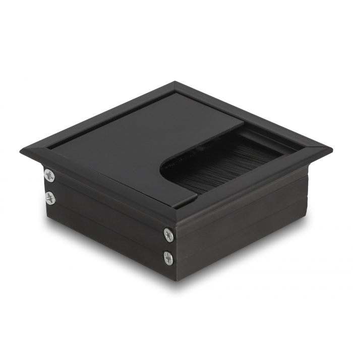 Delock Kábel tömítő/rendező asztalba szerelt változathoz kefével 80 x 80 x 28 mm méretű, fekete (66855) (66855)