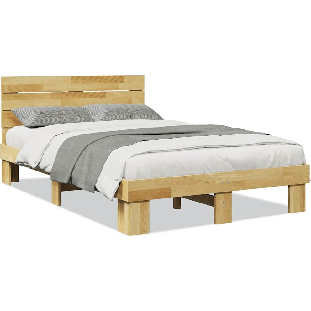 ágykeret fejtámlával matrac nélkül 120x190 cm tömör fa tölgyfa (3324136)