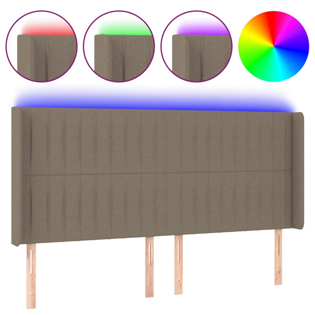 tópszínű szövet LED-es fejtámla 183x16x118/128 cm (3124304)