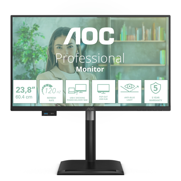 AOC 24P4CV computerskærm 60,5 cm (23.8") 1920 x 1080 pixel Fuld HD LED Sort