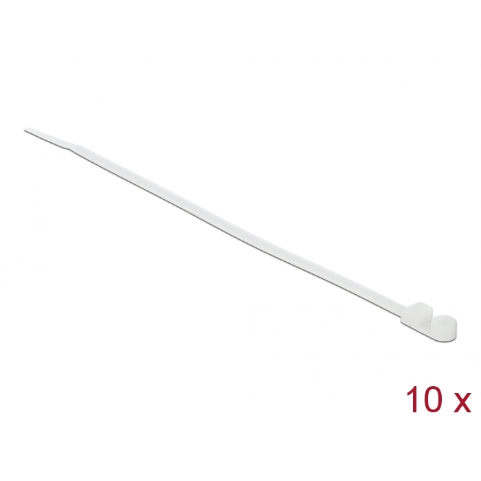 Delock Kábelkötöző szorító fűzőlyukkal Hx 160 x Sz 4,8 mm, 10 darab fehér (18944) (18944)