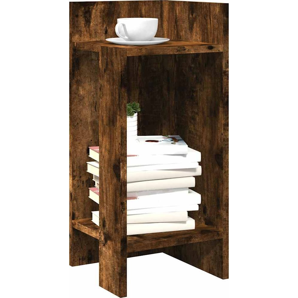 2 db füstös tölgy színű kisasztal polccal 25,5 x 27 x 60 cm (858551)