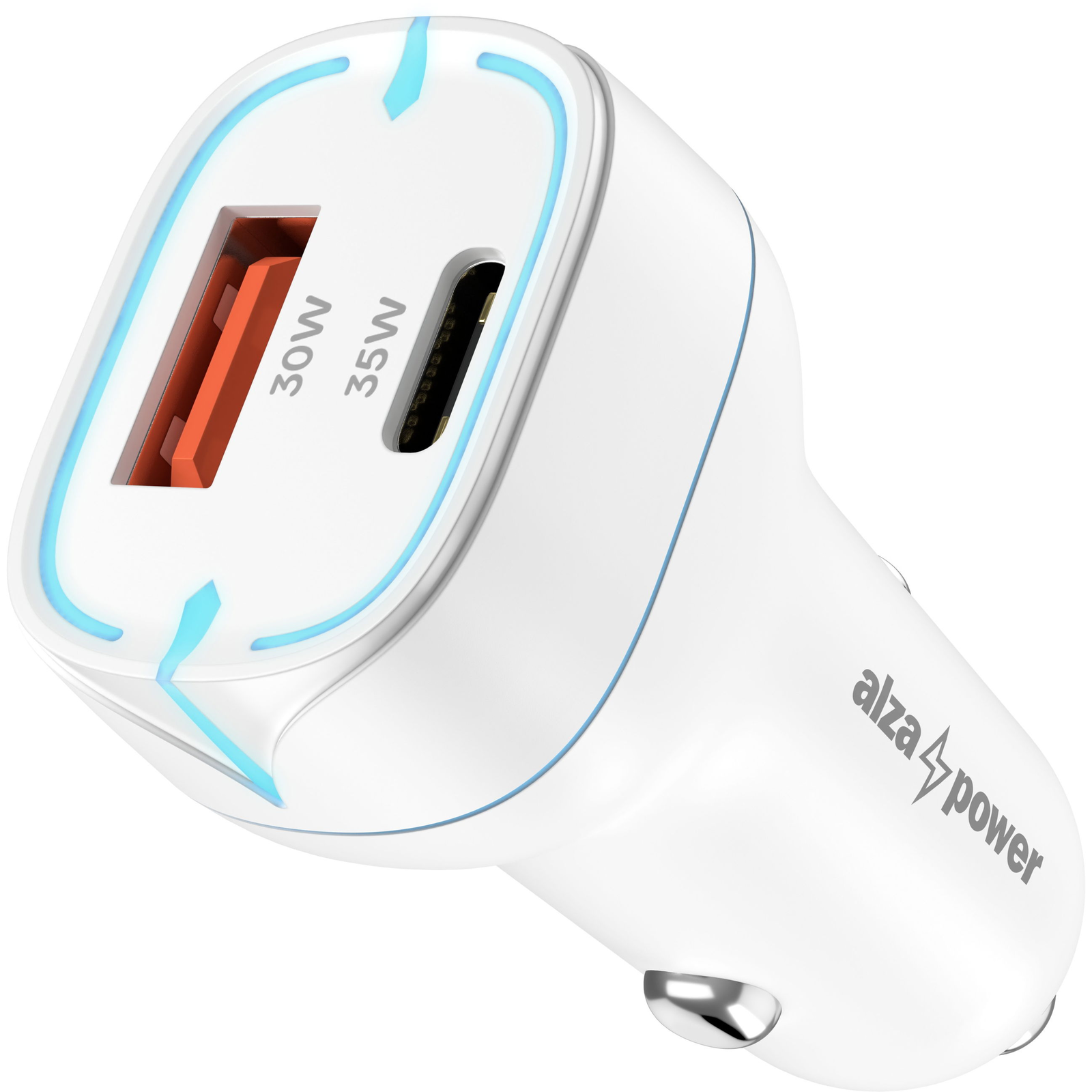 AlzaPower Car Charger P200 USB-A + USB-C Power Delivery 35W fehér (APW-CC2PD03PW)
