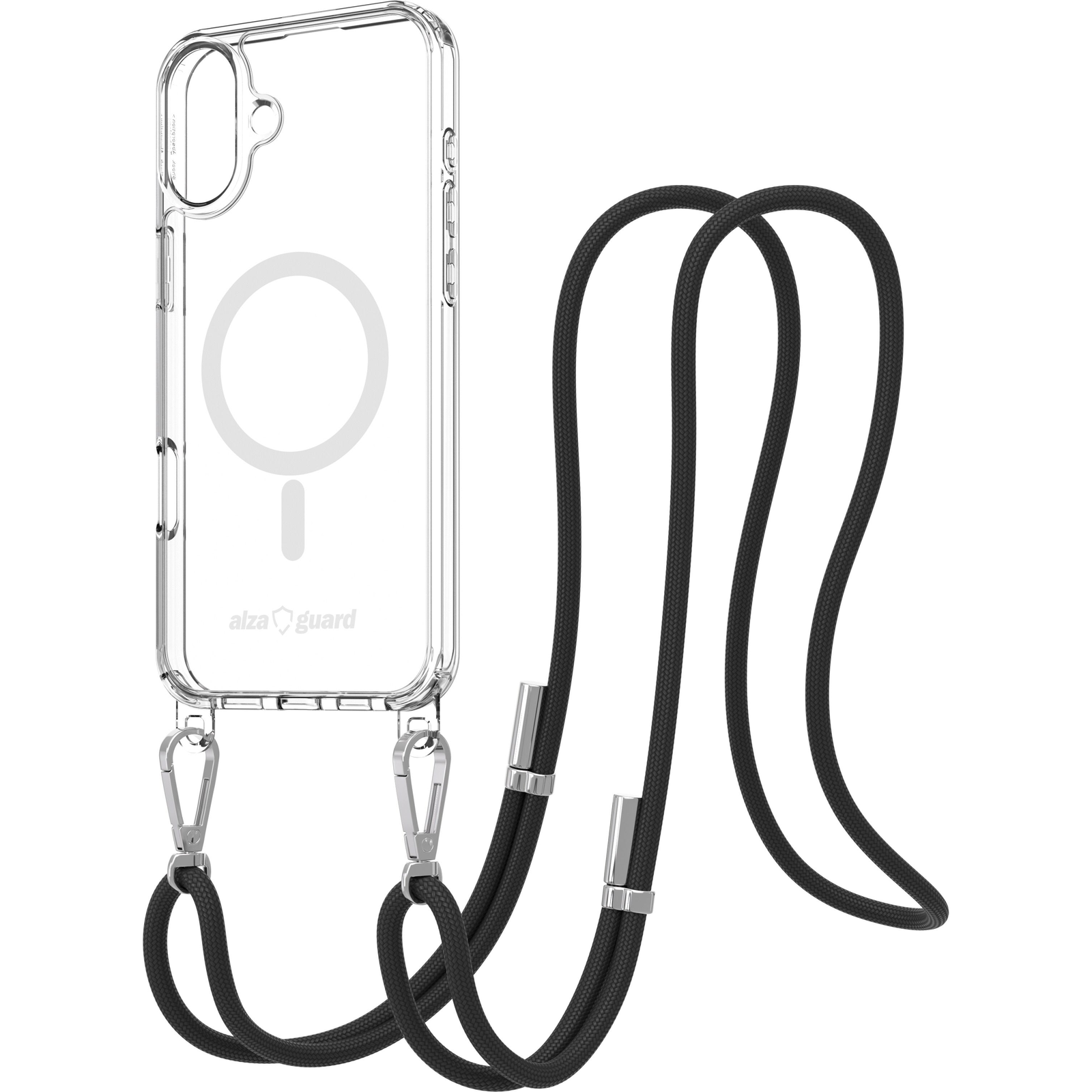 AlzaGuard Luxe Detach Lanyard Case Compatible with MagSafe for iPhone 16 Plus fekete tok (AGD-PCF000023B)