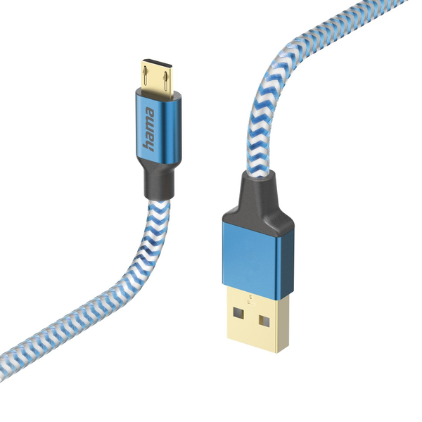 Hama Reflective USB kábel USB 2.0 1,5 M USB A Micro-USB B 0,48 Gbit/s Kék
