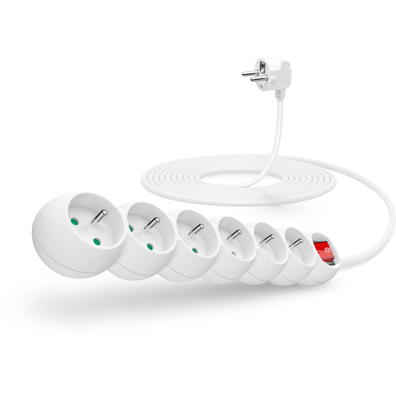 CONNECT IT hosszabbító 230V, 6 aljzat + főkapcsoló, 5m, fehér (CI-1281)