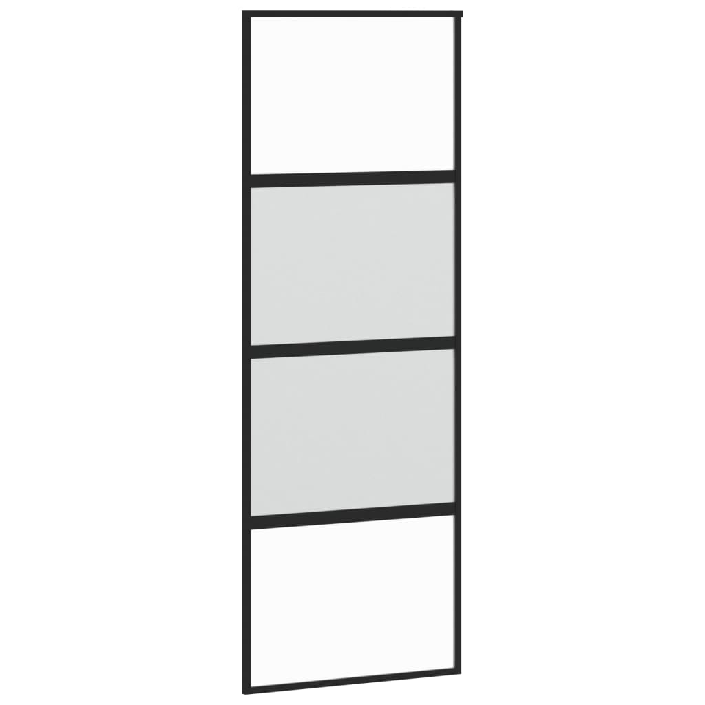 fekete edzett üveg és alumínium tolóajtó 76 x 205 cm (155219)