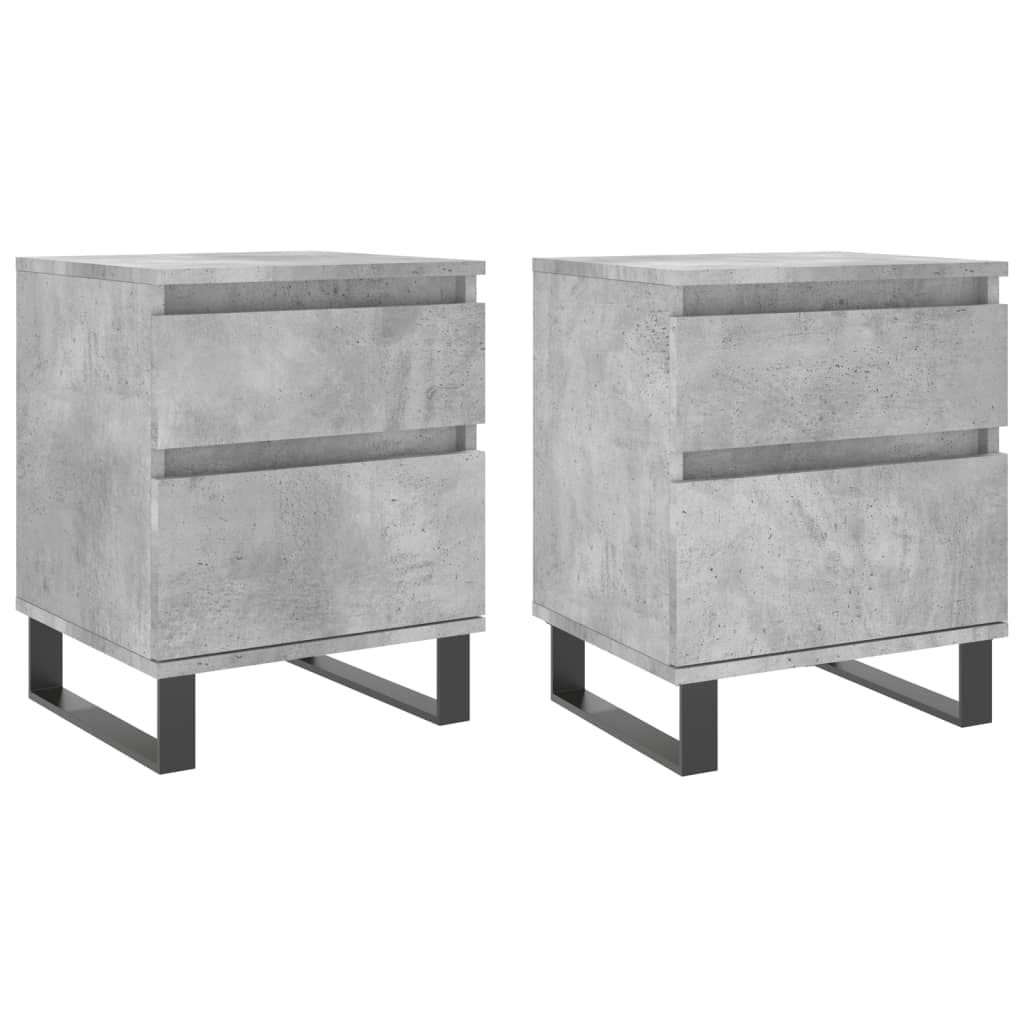 2 db betonszürke szerelt fa éjjeliszekrény 40 x 35 x 50 cm (830693)