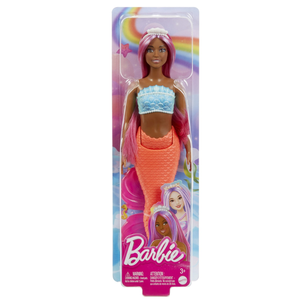 Barbie Dreamtropia baba - Sellő bíbor hajjal és narancssárga uszonnyal