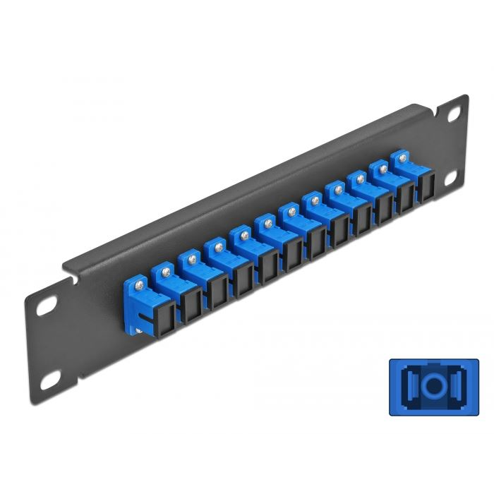 Delock 10 üvegszálas patch panel 12 portos SC Simplex 1U kék fekete (66760) (DE66760)