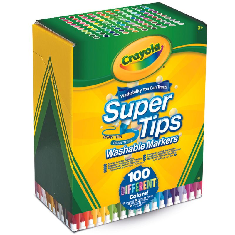 Crayola: SuperTips kimosható filctoll készlet - Vegyes színek (100 db / csomag) (5100)