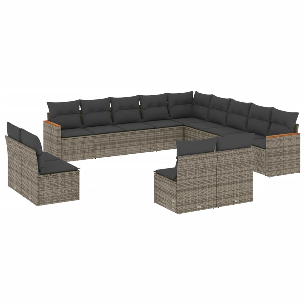 13 részes szürke polyrattan kerti ülőgarnitúra párnákkal (3226487)