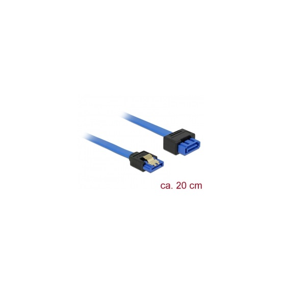 DELOCK Verlängerungskabel SATA 6 Gb/s Buchse gerade > SATA Stecker mit Einrastfunktion gerade 20cm blau