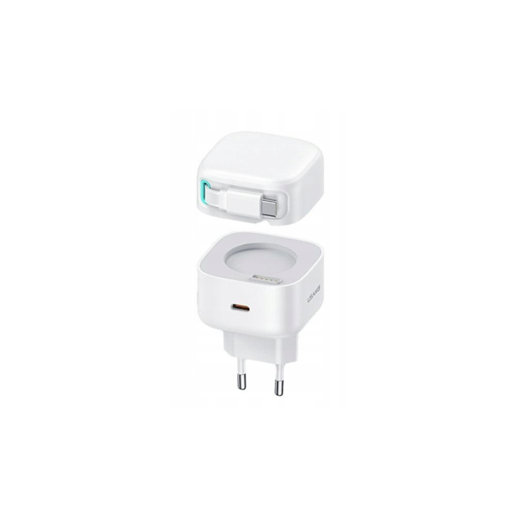 USAMS CC202TC02 USB Type-C GaN Hálózati töltő + USB Type-C kábel - Fehér (35W) (CC202TC02 FEHÉR)