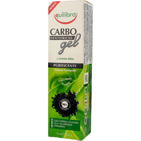 Zobna Pasta z Aktivnim premogom Equilibra, Gel Aloe Vera, 75 ml