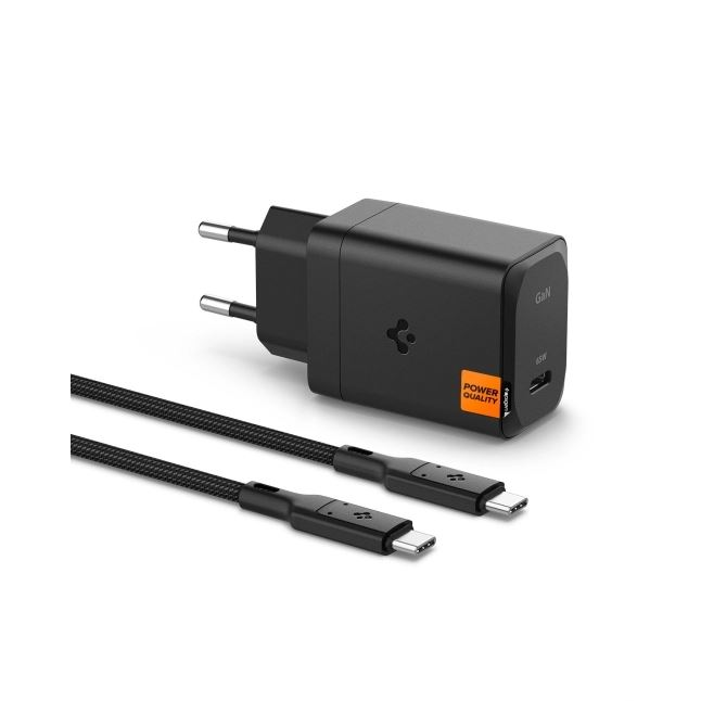 Spigen ArcStation Pro 65W USB-C hálózati töltő adapter és USB-C - USB-C kábel fekete (ACH05475) (ACH05475)