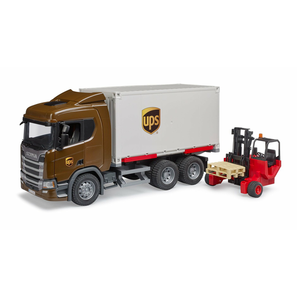 Bruder Logisztikai Scania UPS kamion targoncával - Barna