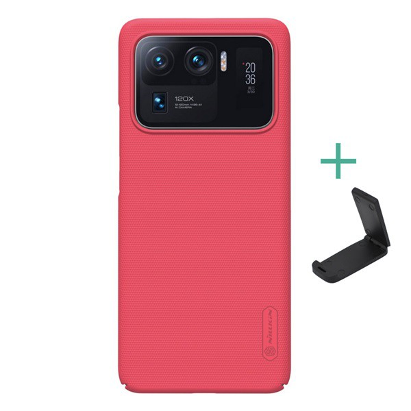 Xiaomi Mi 11 Ultra Nillkin Super Frosted Plastic Phone Protector (гумирана, груба повърхност + настолен държач) Червен