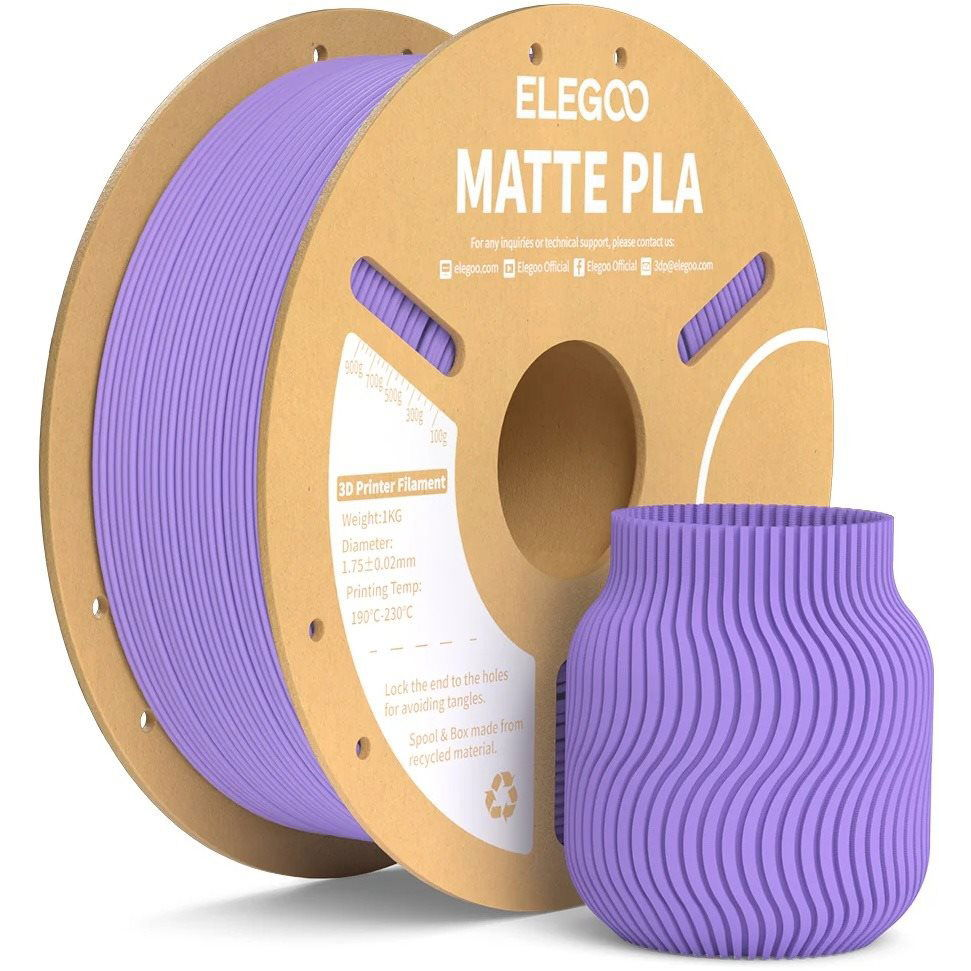 Elegoo PLA MATTE - 1,75mm, 1kg, Cardboard Spool, Lavender Purple (ELEEG240439)
