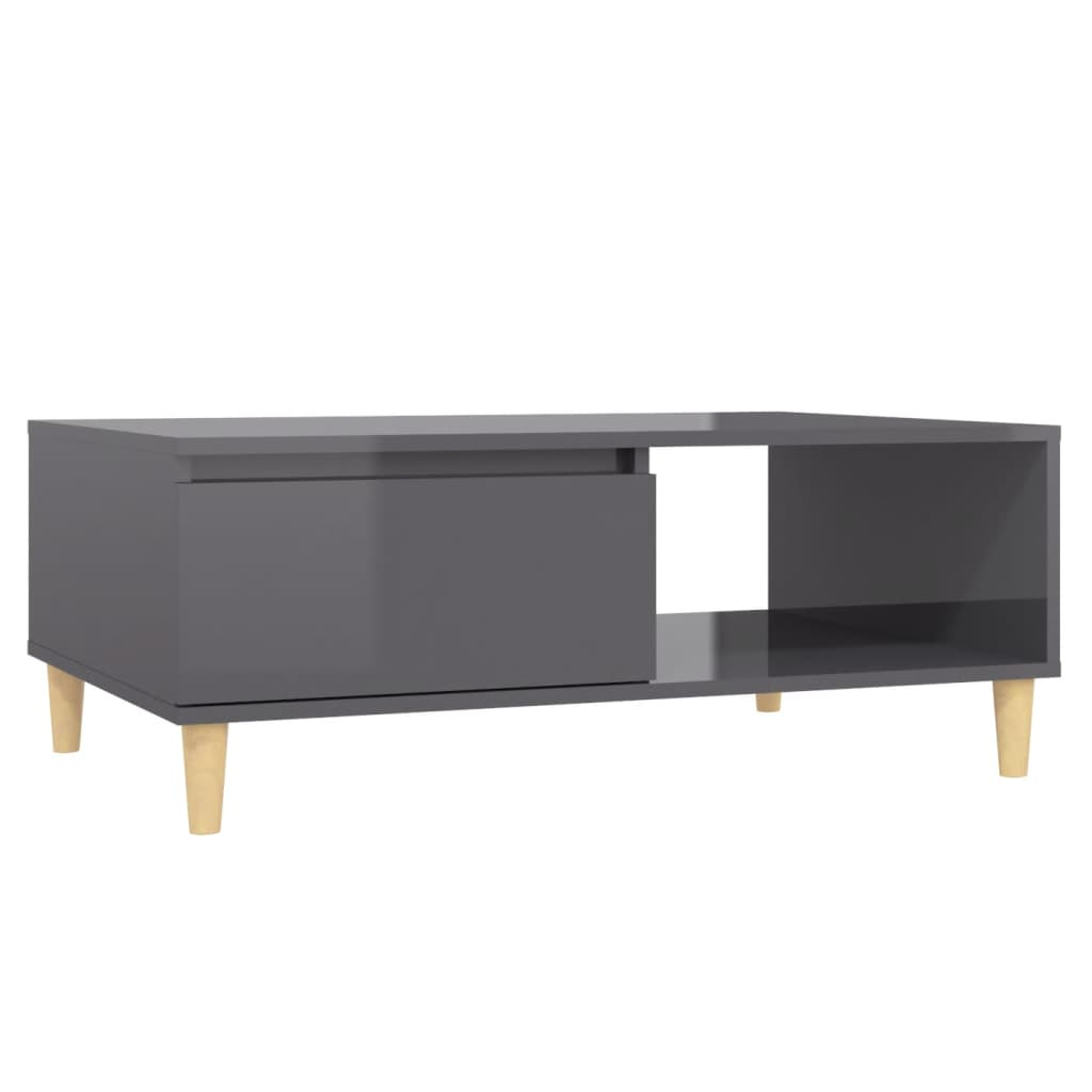 magasfényű szürke forgácslap dohányzóasztal 90 x 60 x 35 cm (806003)