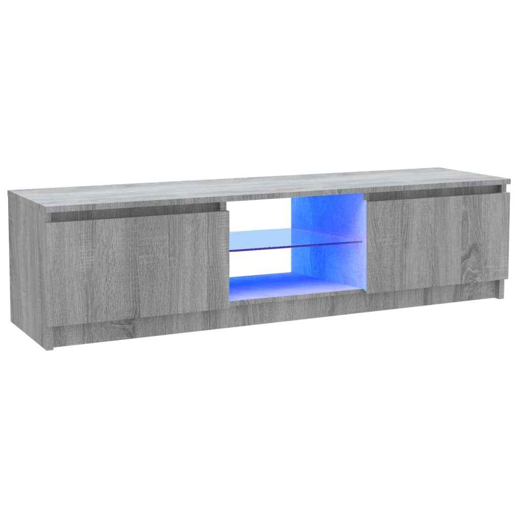 szürke sonoma színű TV-szekrény LED lámpákkal 120 x 30 x 35,5cm (815709)
