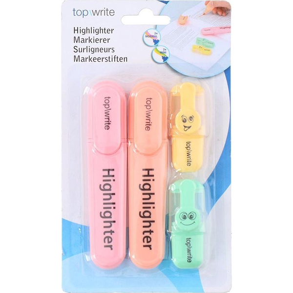 Paquete De 4 Resaltadores Pastel De Secado Rápido Para La Escuela / Oficina