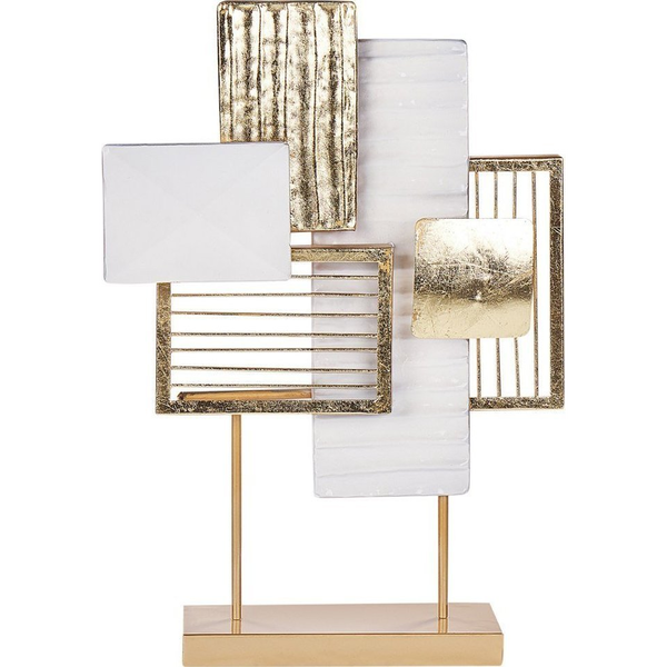 Decoración De Mesa Adorno De Metal Dorado Y Blanco Boron