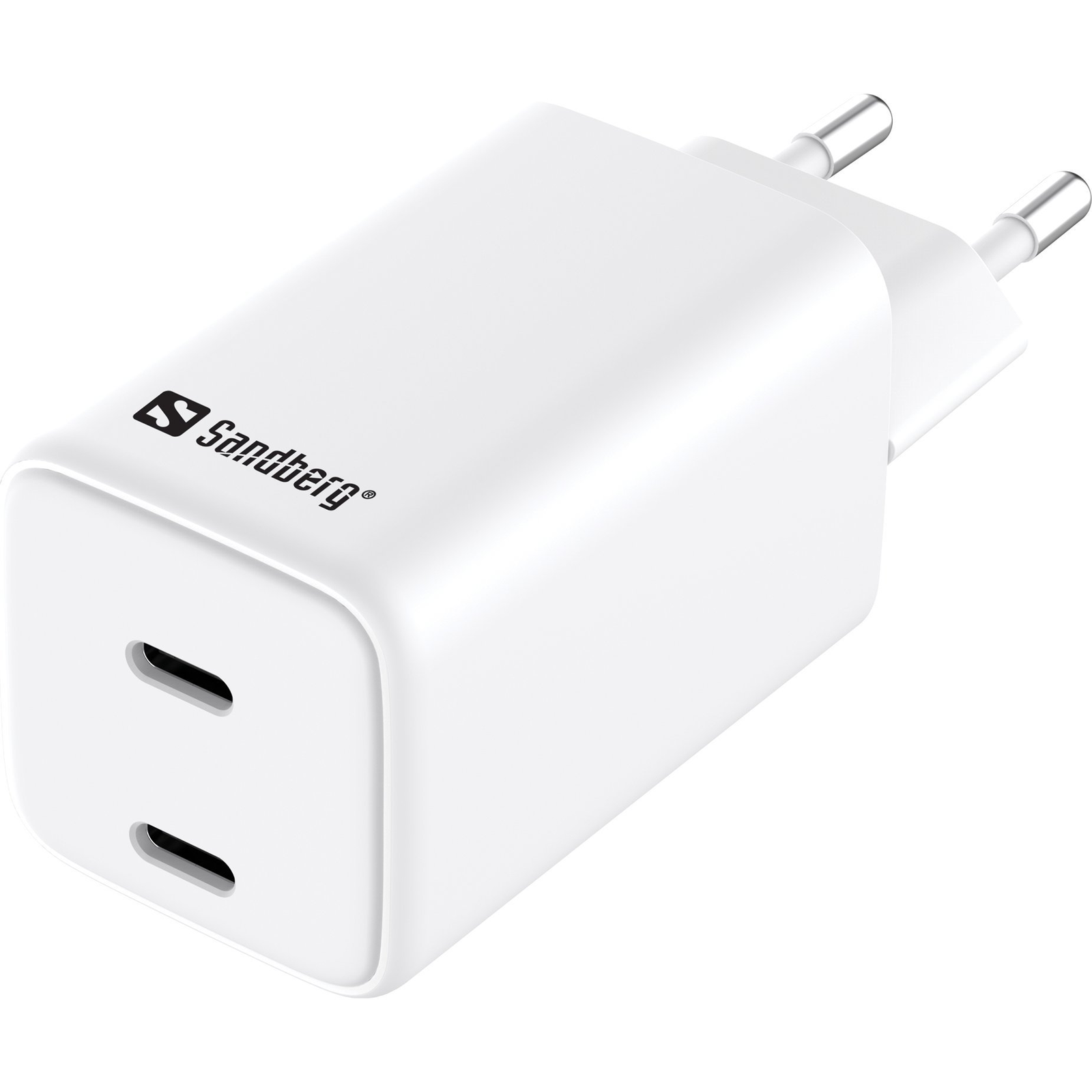 Sandberg 2xUSB-C Hálózati Töltő Adapter 65W - Fehér (AC Charger Dual USB-C PD65W EU)