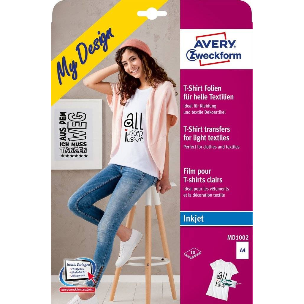 Avery Zweckform A4 Textilre Vasalható Fólia Világos Színű Textilekhez - (10 db / csomag)