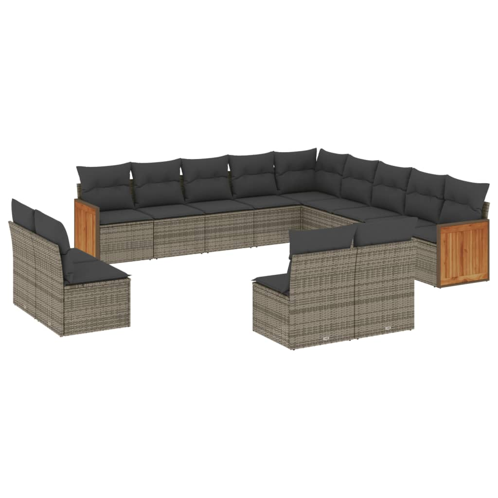 13 részes szürke polyrattan kerti ülőgarnitúra párnákkal (3260569)