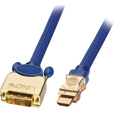 Lindy HDMI-DVI Premium GOLD 0.5m 0,5 m DVI-D Blå