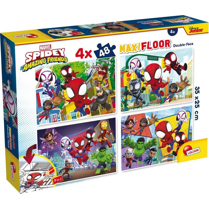 Marvel Spidey 2 az 1-ben maxi 4x48db-os puzzle és színező 35x25cm - Lisciani (304-100378)