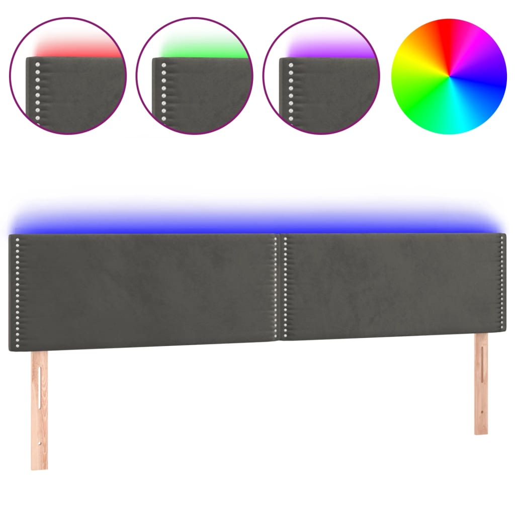 sötétszürke bársony LED-es fejtámla 160x5x78/88 cm (3121527)