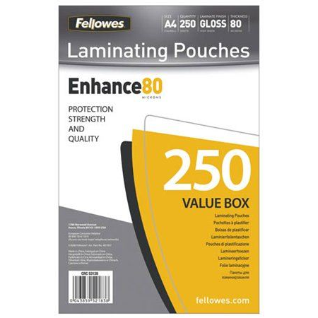 FELLOWES laminálógéphez fényes meleglamináló fólia 80 mikron, A4 (IFW53129) (IFW53129)