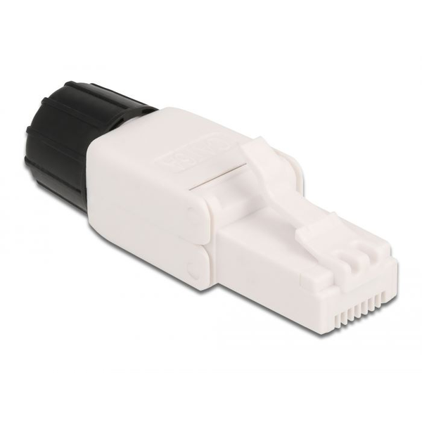 Щепсел, Delock, RJ45, cat 6A, UTP, бяло/черно