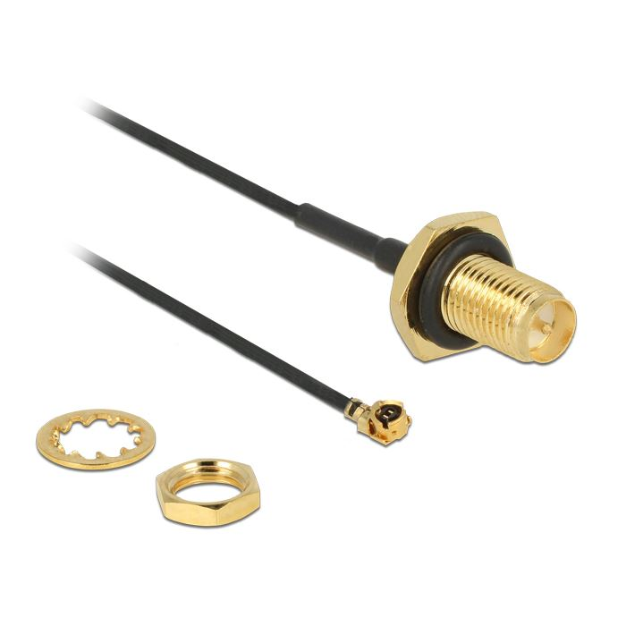 Delock antenna kábel RP-SMA csatlakozó válaszfal>MHF/U.FL-LP-068 10cm (89584) (DE89584)