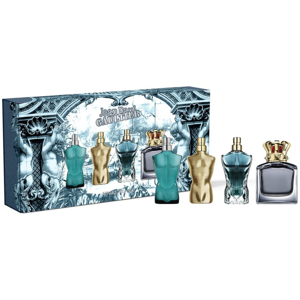 SET MINIATUR JEAN PAUL GAULTIER Le Male EDT spray 7ml + Le Beau EDT spray 7ml + Scandal For Him EDT spray 7ml + Le Male Elixir Parfum spray 7ml
