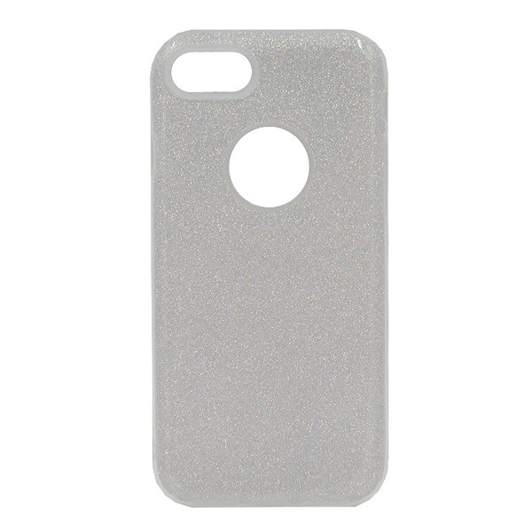 Szilikon telefonvédő (műanyag belső, csillogó hátlap, logo kivágás) EZÜST [Apple iPhone 8 4.7] (5996457747900)