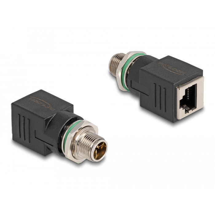 Delock M12 adapter X-kódolt 8 tűs apa - RJ45 anya egyenes (60065) (60065)
