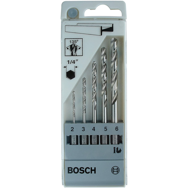 Bosch Accessories 2608595517 HSS Fém spirálfúró készlet 5 részes Csiszolt DIN 338 1/4 (6,3 mm) 1 készlet