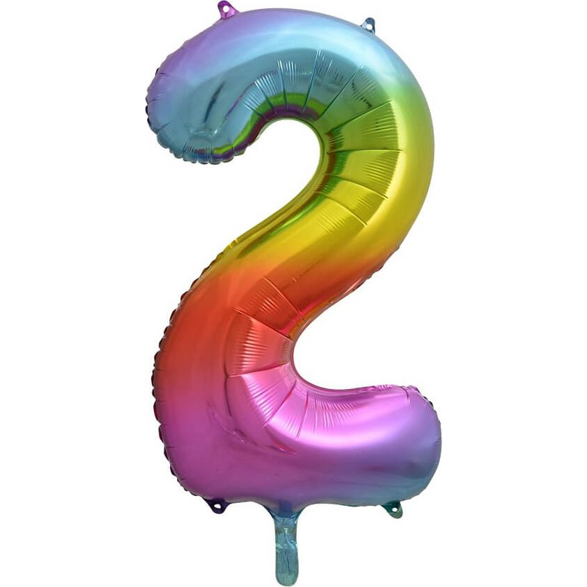 Szám Fólia Lufi - 2-es, 85 cm, Szivárvány (GODA2041)