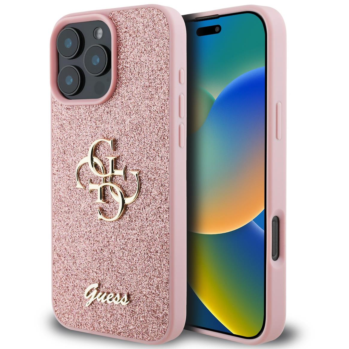 Guess PU Fixed Glitter 4G Metal Logo iPhone 16 Pro Pink tok (GUHCP16LHG4SGP)
