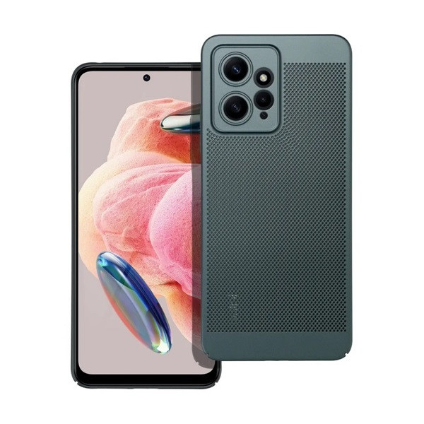 Xiaomi Redmi Note 12 4G, Műanyag hátlap védőtok, légáteresztő, lyukacsos minta, Breezy, sötétzöld (RS142657)